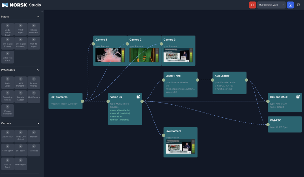 Screen shot of Norsk Studio user interface